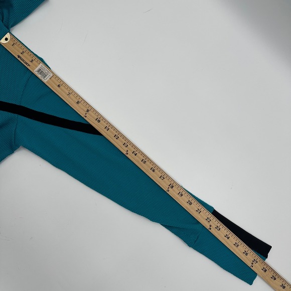 Nike Dry Fit Womens Teal Waffle Knit Full Zip Hoodie Mesh Jacket Small 19542 - Picture 8 of 11